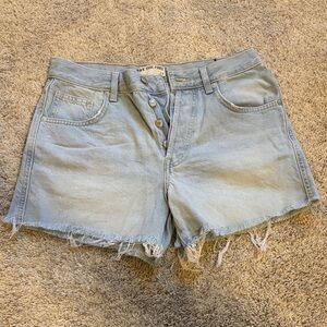 We The Free Light Blue Frayed Jean Shorts